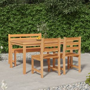 The Living Store 4-delige Tuinset massief teakhout - Eetkamerbank - Teak Hout - Buitentafel - Tuinstoelen - Outdoor Furniture