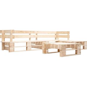 The Living Store Loungeset Pallet - 220 x 155 x 55 cm - Grenenhout - Natuurlijke houtkleur
