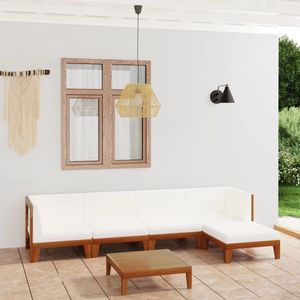 The Living Store 6-tlg. Garten-Lounge-Set mit Kissen Massivholz Akazie - Gartenmöbel - Loungesessel - Outdoormöbel - Esstisch - Holzsessel