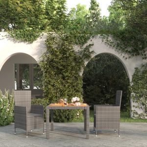 The Living Store Eethoek The Living Store - Buitenmeubelen - 90 x 90 x 75 cm - Grijs - PE-rattan