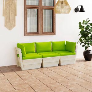 Garten-Palettensofa 3-Sitzer mit Kissen Fichtenholz - Gartenmöbel - Palettensofa - Outdoor Möbel - Holzsessel - Lounge Set - The Living Store