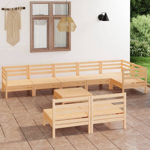 The Living Store 9-tlg. Garten-Lounge-Set Massivholz Kiefer - Gartenmöbel-Sets - Braun
