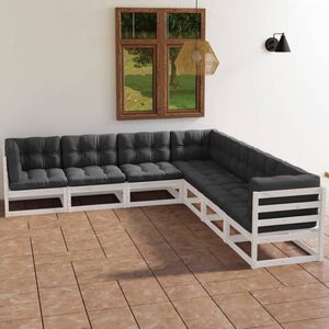 The Living Store Tuinset Grenenhout - Modulaire Loungebank - Wit - 70x70x67 cm