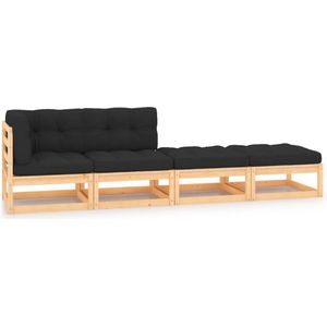 The Living Store Loungeset Grenenhout - 70x70x67 cm - Antraciet kussen