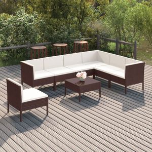 The Living Store Loungeset Modulair Bruin - PE-rattan - Combi loungeset - 57x69x69 cm - incl - kussens