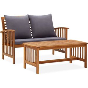 The Living Store 2-delige Loungeset met kussens massief acaciahout - Tuinmeubles - Lounge Set - Tuinset - Acacia Hout - Outdoor Meubels