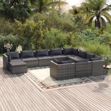 The Living Store Loungeset Poly Rattan - Grijs - 70x70x60.5 cm - Weerbestendig - Modulair Design