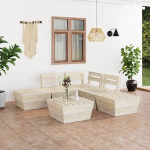 6-tlg. Garten-Paletten-Lounge-Set Imprägniertes Fichtenholz - Gartensortiment - Loungemöbel - Gartenmöbel - Holztisch - Outdoor Möbel - The Living