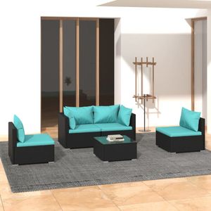 The Living Store Loungeset - Tuinmeubelset - Zwart - Modulair design