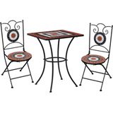 The Living Store mozaïek bistroset - terracotta en wit - Sterk en duurzaam - Inclusief 1 tafel en 2 stoelen - Afmetingen tafel- 60 x 60 x 76 cm - Afmetingen stoel- 37 x 44 x 89 cm