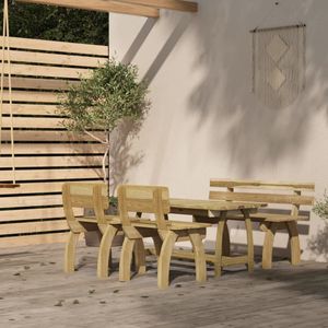 The Living Store Tuinset - Grenenhouten bank - stoelen en tafel - Groen geïmpregneerd - 110x60x86cm -