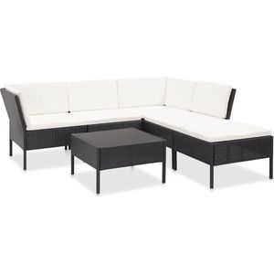 The Living Store Loungeset - 6-delig - Zwart - 100% polyester kussens