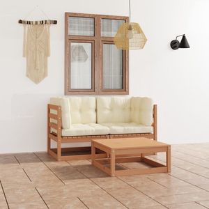 3-tlg. Garten-Lounge-Set mit Kissen Kiefer Massivholz - Garten Lounge Set - Kiefernholzmöbel - Outdoor Möbel - Gartenmöbel - Esstisch - The Living