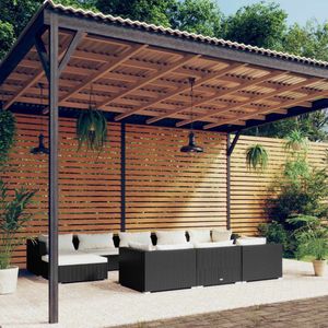 The Living Store Loungeset - Modulair design - 4x middenbank - 4x hoekbank - 2x voetenbank - Zwart - crèmekleurig