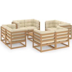 The Living Store Loungeset Rotan - 8-delig - Honingbruin - 70x70x67cm - Massief grenenhout