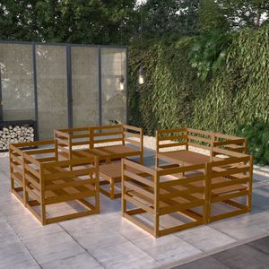 The Living Store Hoekbank - Bruin - Massief grenenhout - 70x70x67 cm - Inclusief 8x hoekbank en 1x tafel