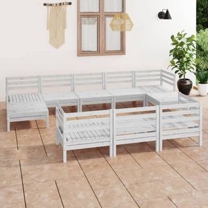 The Living Store Houten Tuinset - Loungeset - 63.5 x 63.5 x 62.5 cm - Wit - Massief Grenenhout