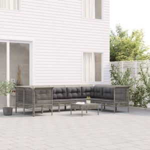 The Living Store Tuinmeubelen Loungeset - Grijs - PE-Rattan - Modulair Design - Weerbestendig