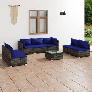 The Living Store loungeset XL - Tuinmeubelen - 70x70x60.5 cm - Waterbestendig PE-rattan