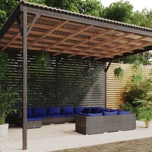The Living Store Loungeset Poly Rattan - Grijs - 70x70x60.5 cm - Weerbestendig - Modulair Design