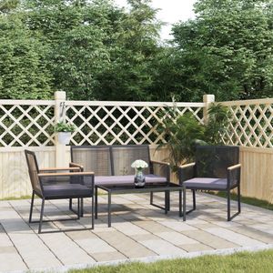 The Living Store Loungeset - zwart - 2-zits tuinbank - tuinstoel - salontafel