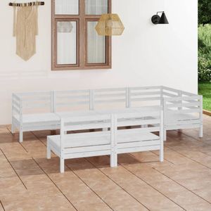 The Living Store Tuinmeubelset - Grenenhout - Wit - 63.5 x 63.5 x 62.5 cm