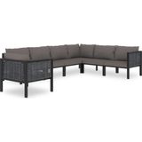 The Living Store Loungeset Poly Rattan - 264 x 200 cm - Antraciet/Zwart