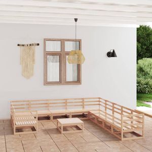 The Living Store Tuinset - Grenenhout - 70x70x67 cm - 7x middenbank - 4x hoekbank - 1x tafel