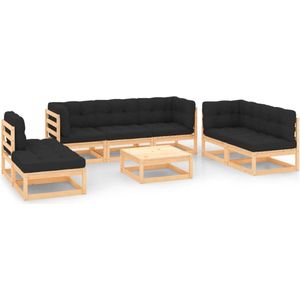 The Living Store Loungeset - Grenenhout - Tuinmeubelen - 70x70x67cm - Antraciet