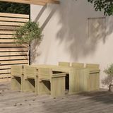 The Living Store Tuinset - Geïmpregneerd grenenhout - Tafel- 220x101.5x80 cm - Stoel- 60x58x86 cm - 1 tafel - 6 stoelen - Montage vereist
