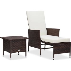 The Living Store Loungeset - Bruin - Armstoel 62x131x106 cm - PE-rattan