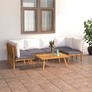 The Living Store Tuinset - Acaciahout - Loungebank - 90x55x35 cm - Donkergrijs en wit