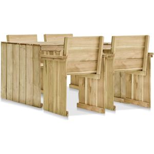 The Living Store Eetset Tuin - Grenenhout - Tafel 150x87x80cm - Stoel 60x58x86cm