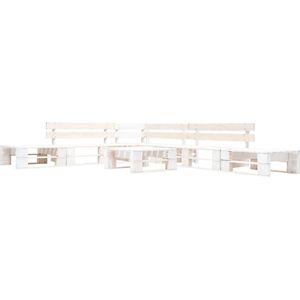 The Living Store Pallet Loungeset - 280 x 235 x 55 cm - wit - geïmpregneerd grenenhout