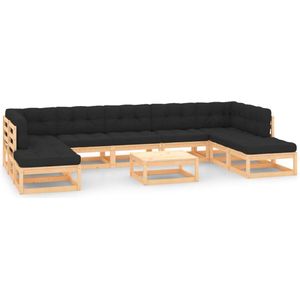 The Living Store Pallet loungeset - Grenenhout - Modulair - 70x70x67 cm - Antraciet