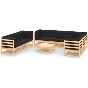 The Living Store Tuinset - Grenenhout - Modular - 70 x 70 x 67 cm - Antraciet