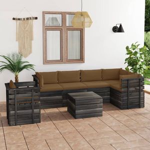 The Living Store loungeset pallet - grenenhout - modulair - taupe - 150x65x71.5cm