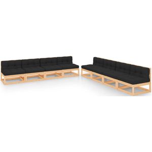 The Living Store Loungeset - Grenenhout - Massief - Antraciet - 70x70x67cm