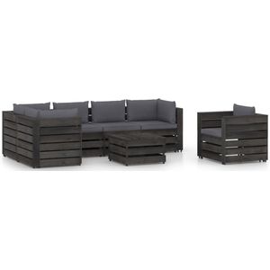 The Living Store Pallet Loungeset - Grenenhout - Antraciet - Modulair Design