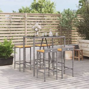 The Living Store Tuinbarset Grijs PE-rattan - 110x70x110cm - Weerbestendig materiaal Tuinbarset - Barstoelen - Tuinset - Outdoor Furniture - Lounge Set - Patio Set - Veranda Set - Kunststof Stoel - Aluminium Stoel - Wicker Stoel