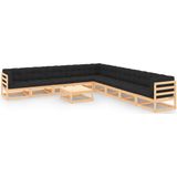 The Living Store Pallet loungeset - Grenenhout - 70 x 70 x 67 cm - Antraciet