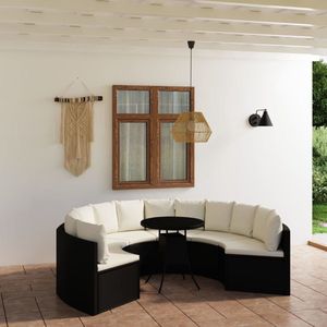 The Living Store Loungeset - Poly rattan - Zwart - 70 x 73 cm - Waaiervormig ontwerp