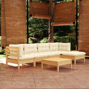 The Living Store Loungeset Cornelia - Tuinmeubelen - 63.5 x 63.5 x 62.5 cm - Grenenhout