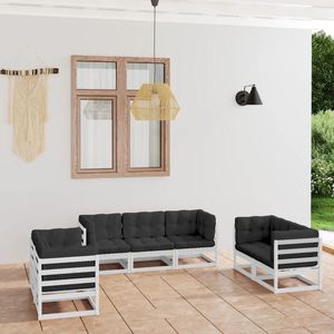 7-tlg. Garten-Lounge-Set mit Kissen Kiefer Massivholz - Garten Lounge Set - Kiefernholzmöbel - Outdoor Möbel - Gartenmöbel - Loungemöbel - The Living