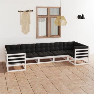 The Living Store Loungeset Grenenhout - Hoekbank 70x70x67 - Antraciet - Montage vereist