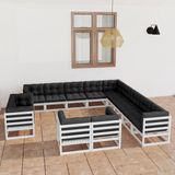 The Living Store Tuinset - Grenenhout - Legoluxe - 70x70x67 cm - Wit/antraciet