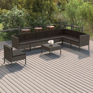 The Living Store Loungeset Saint Tropez - Tuinmeubelen - Grijs - PE-rattan