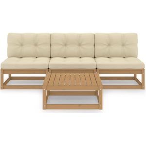 The Living Store 4-tlg. Garten-Lounge-Set mit Kissen Kiefer Massivholz - Gartensitzgruppe - Lounge Set - Gartenmöbel - Kiefernholz - Outdoor Möbel