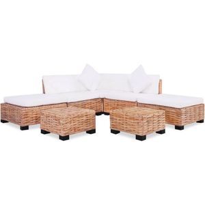The Living Store - Sofagarnitur 18-tlg. Natürliches Rattan - Sofagarnitur - Rattan Möbel - Wohnzimmersofa - Gartenmöbel - Lounge Set