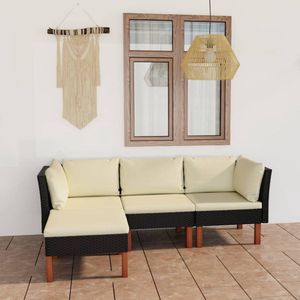 The Living Store Loungeset - Trendy en Comfortabel - Tuinmeubelset - Afmetingen- 60.5 x 64.5 x 67 cm  Ken- Zwarte kleur